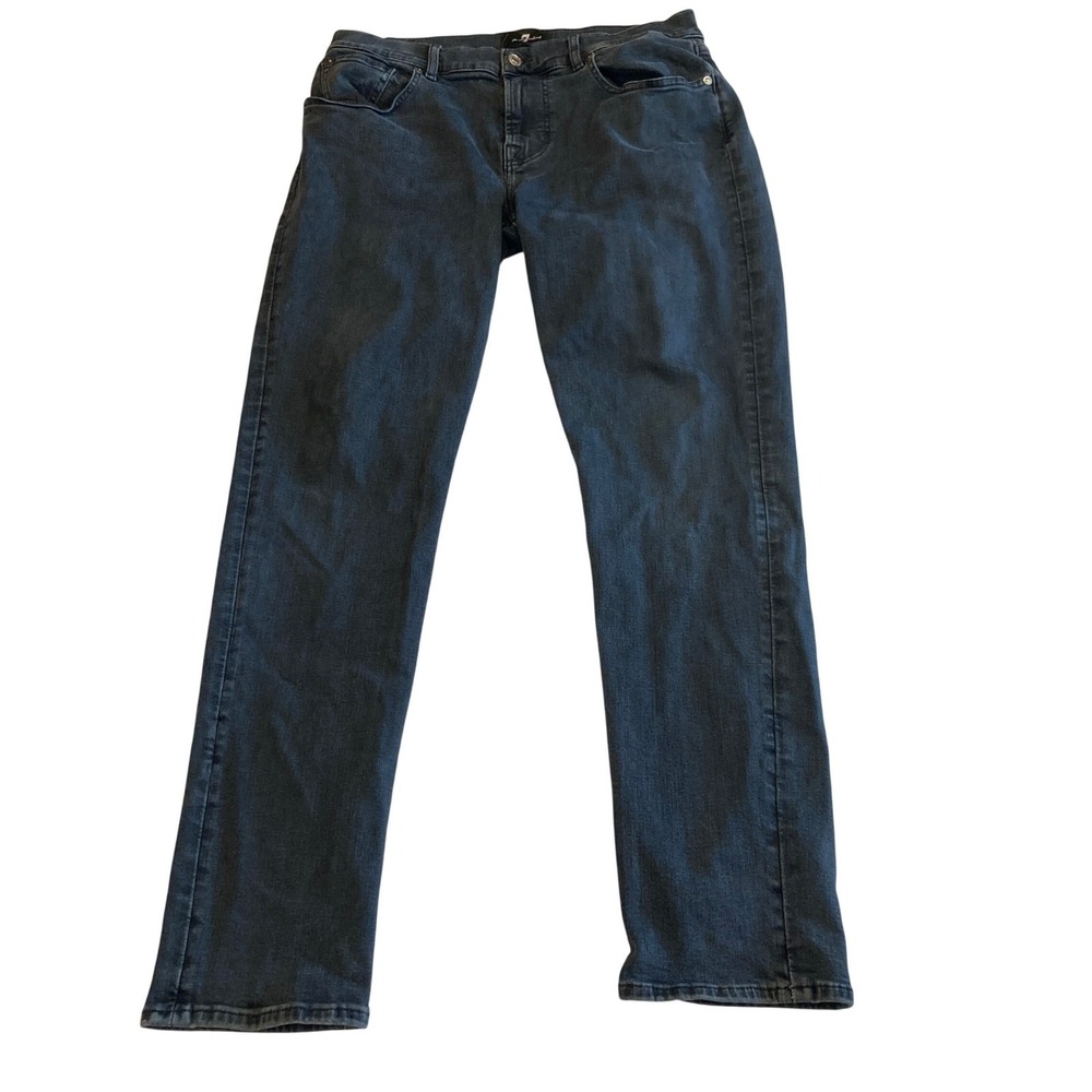 7 For All Mankind Size 33 Slimmy Tapered Jeans‎ 30" Inseam Dark Wash Stretch